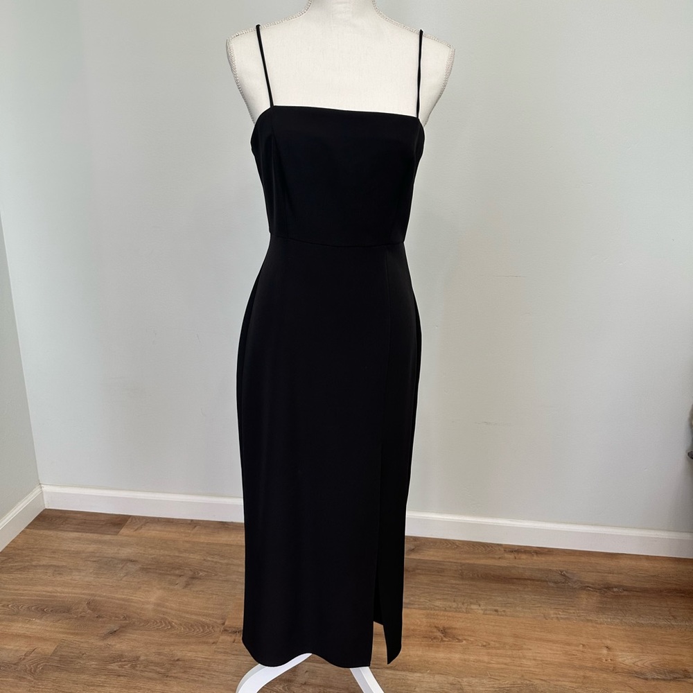 Little black dress with thin straps and slit Zara brand size medium